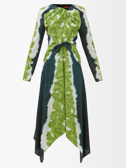 Buy Altuzarra - Adika Tie-dye Gathered Crepe Dress Green Multi online - shop best Altuzarra clothing sales