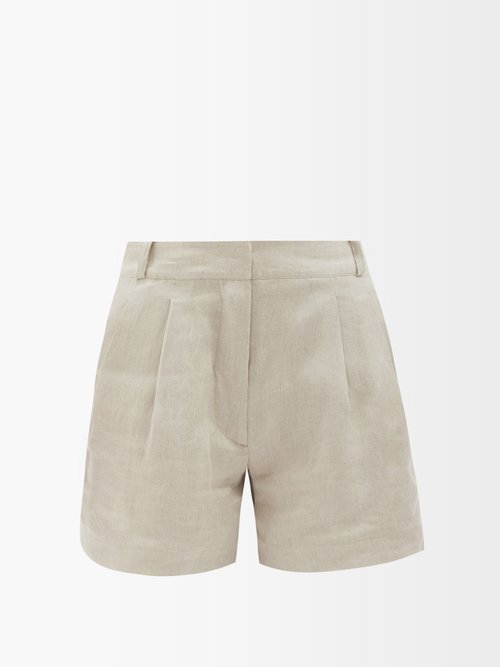 Asceno Madrid Pleated Organic-linen Cambric Shorts