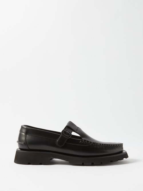 Hereu - Alber Sport Leather T-strap Loafers Black