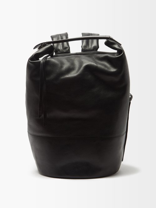 Lemaire - Grained-leather Backpack - Mens - Black