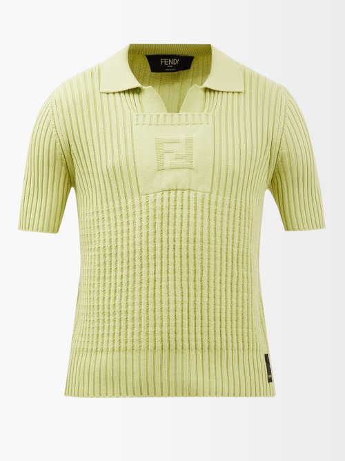 Logo-jacquard Ribbed Cotton-blend Polo Shirt