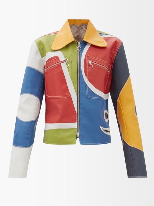 Charles Jeffrey Loverboy – Patchwork Faux-leather Jacket Multi