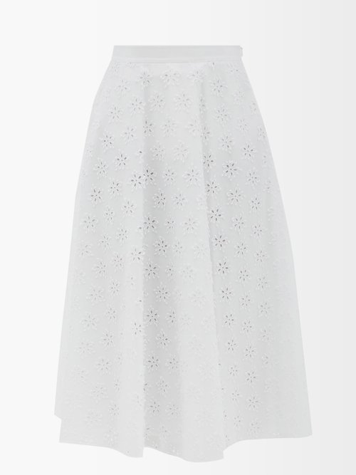 Sangallo-embroidered Cotton-blend Skirt