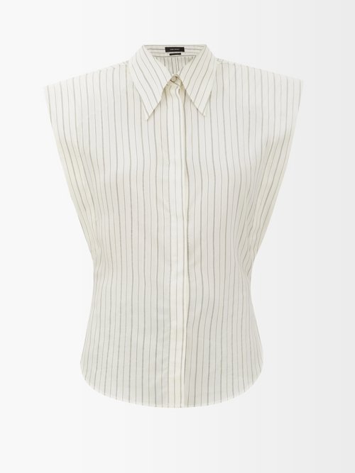 Isabel Marant Enza Striped Silk-blend Poplin Sleeveless Shirt