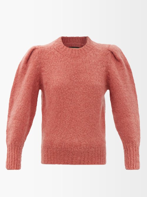 isabel marant - emma puffed-sleeve mohair-blend sweater womens light pink