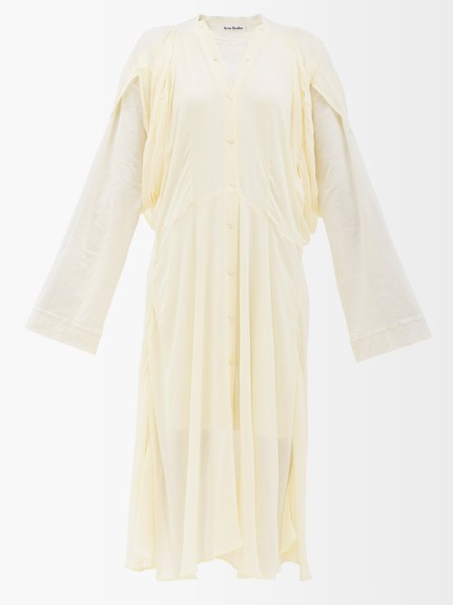 Buy Acne Studios - Dattina Draped Dress Light Yellow online - shop best Acne Studios clothing sales