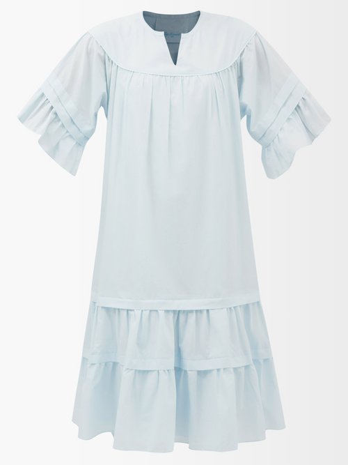 Loup Charmant Collo Ruffled Cotton-poplin Midi Dress