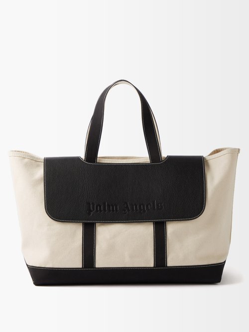 Cabas Leather And Canvas Tote Bag