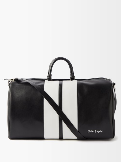 Striped Leather Holdall