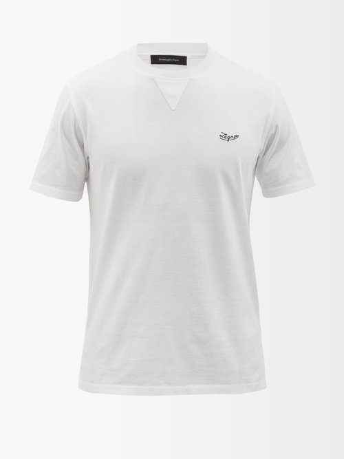 Ermenegildo Zegna - Logo-embroidered Cotton-jersey T-shirt - Mens - White