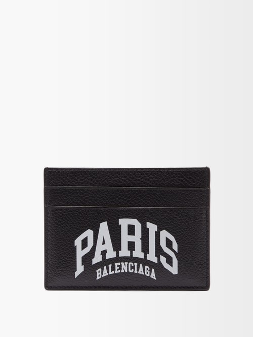 Balenciaga Cash Reflective-logo Leather Cardholder