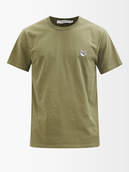 Maison Kitsuné - Fox Head-patch Cotton-jersey T-shirt - Mens - Green