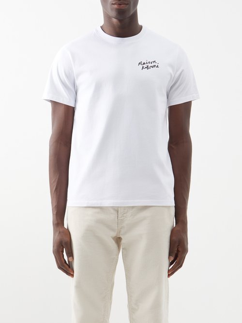 Maison Kitsuné - Handwriting Logo Cotton-jersey T-shirt - Mens - White