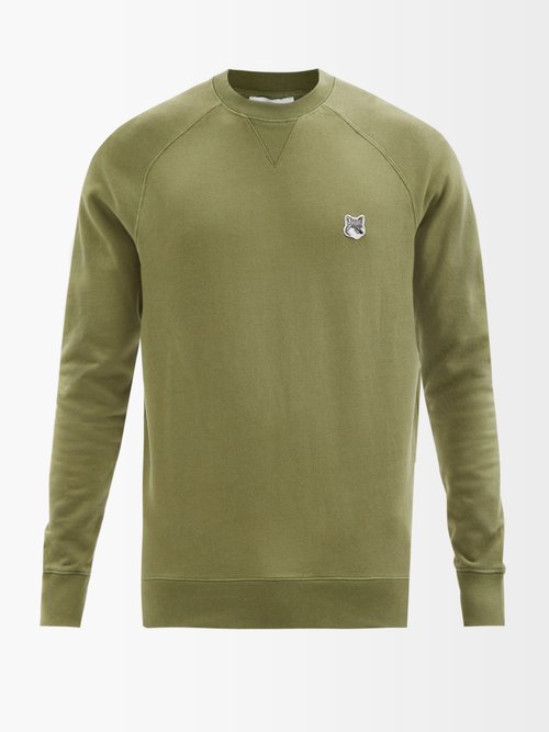 Maison Kitsuné - Fox Head-patch Cotton-jersey Sweatshirt - Mens - Green