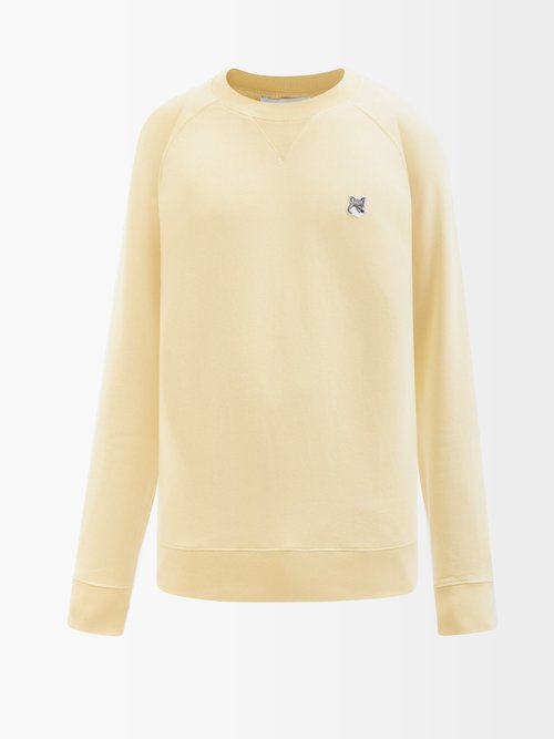 Maison Kitsuné - Fox Head-patch Cotton-jersey Sweatshirt - Mens - Light Orange