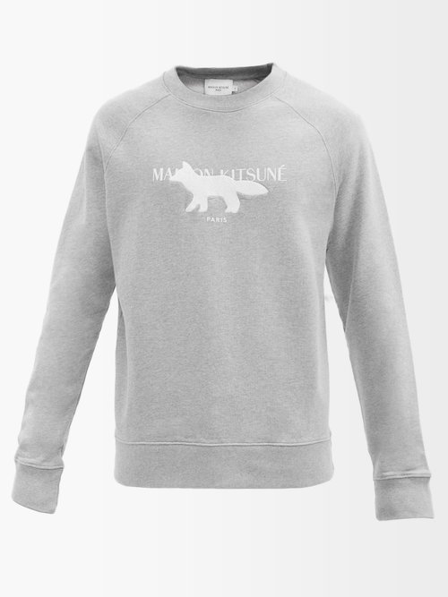 Maison Kitsuné - Fox Stamp Cotton-jersey Sweatshirt - Mens - Grey