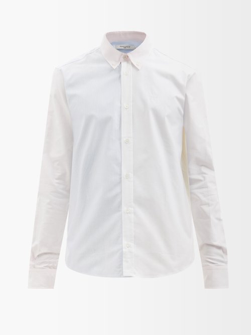 Maison Kitsuné - Colour-block And Striped Cotton-poplin Shirt - Mens - Multi