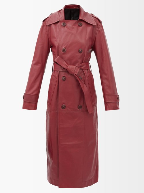 Petar Petrov – Magnus Double-breasted Leather Trench Coat Red