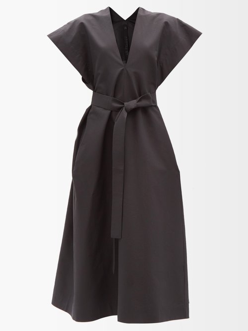 Petar Petrov – Akira Belted Cotton-blend Poplin Dress Black
