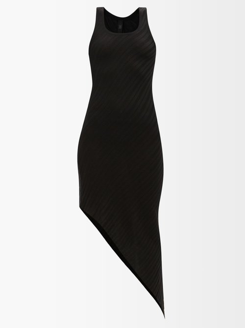 Petar Petrov – Alic Diagonal-jacquard Asymmetric Silk Dress Black