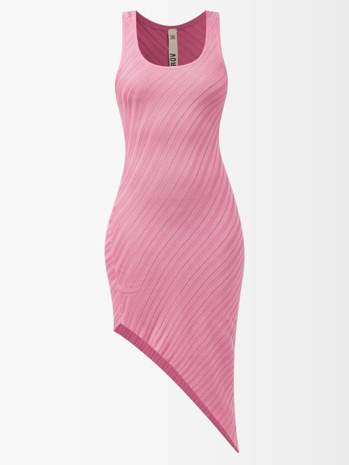 Petar Petrov – Alic Diagonal-jacquard Asymmetric Silk Dress Pink