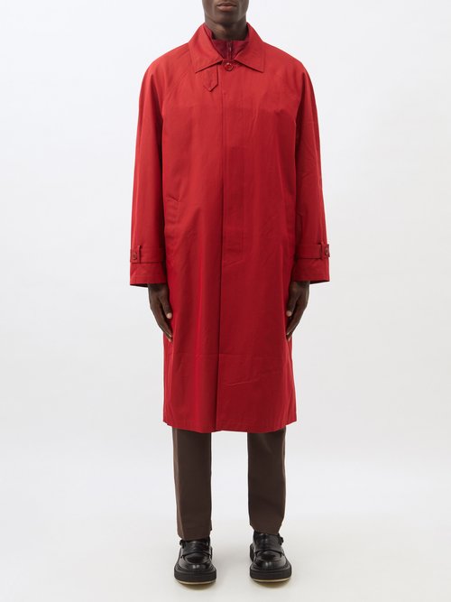 Martine Rose R-embroidered Cotton-twill Car Coat In Red