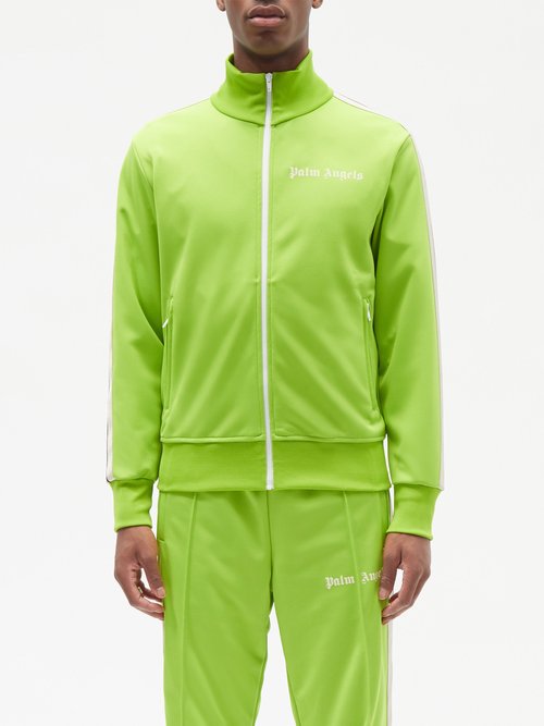 Palm Angels - Logo-print Jersey Track Jacket - Mens - Light Green
