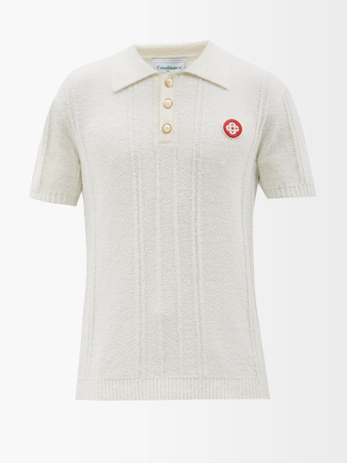 Logo-patch Ribbed Cotton-blend Terry Polo Shirt