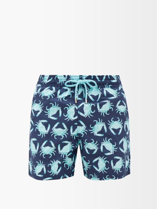 Vilebrequin Only Crabs Graphic-print Cotton-blend Swim Shorts In Blue