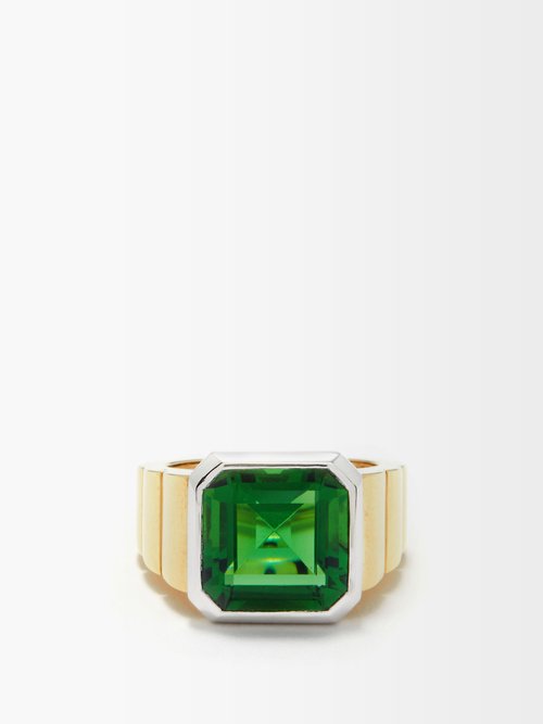 MATCHESFASHION Women Accessories Jewelry Rings Green Multi Womens Glass & 9kt Gold Ring 