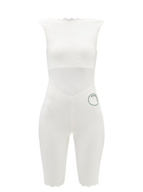 Marysia Sport - Iga Scalloped-edge Recycled-fibre Bodysuit White