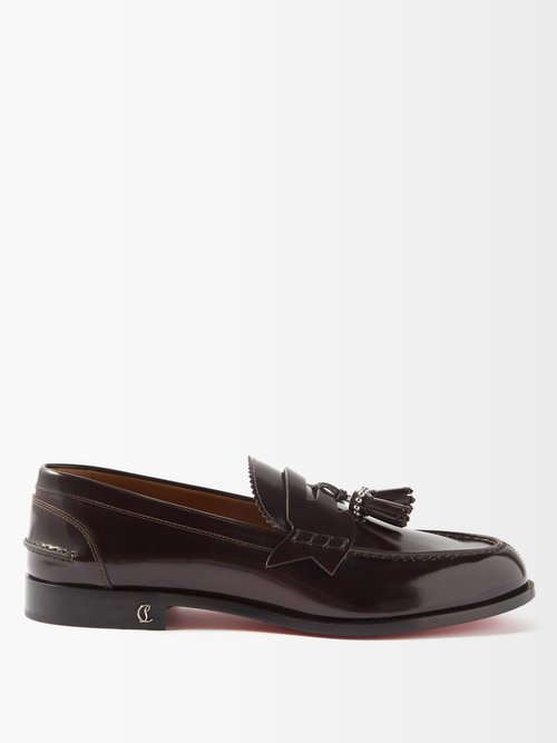Christian Louboutin - No Penny Tasselled Patent-leather Loafers - Mens - Dark Brown