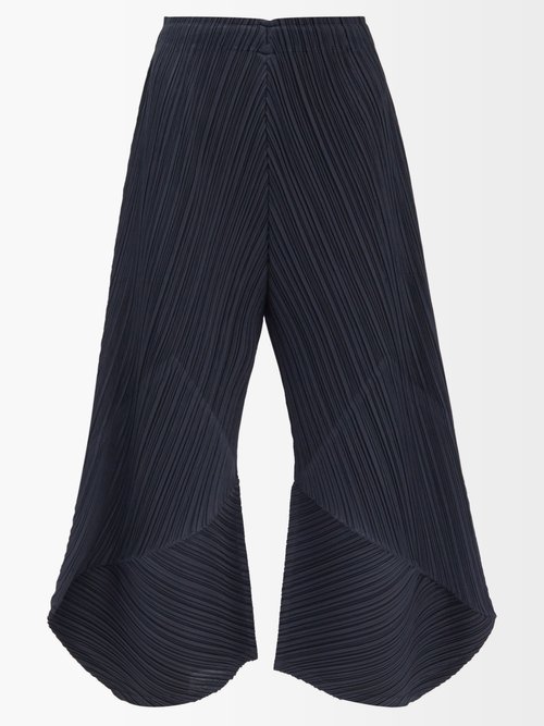 Pleats Please Issey Miyake Cropped Technical-pleated Wide-leg Trousers