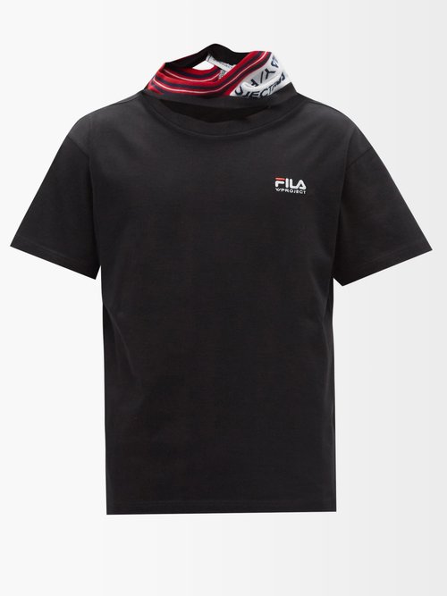 Y/Project X Fila Three-collar Cotton-jersey T-shirt