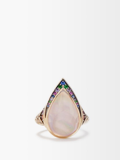 Noor Fares – Dawn Quartz, Sapphire, Diamond & 18kt Gold Ring – Womens – Pink Multi