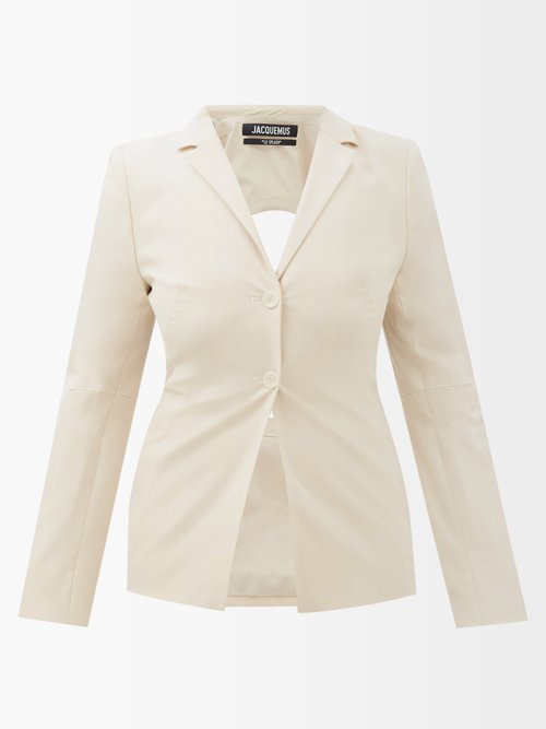 Buy Jacquemus - Melo Cutout Wool-blend Suit Jacket Ivory online - shop best Jacquemus clothing sales