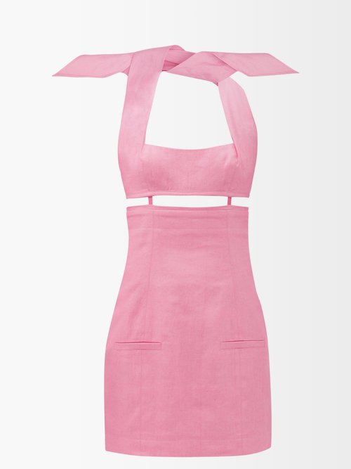 Buy Jacquemus - Limao Cutout Twill Mini Dress Pink online - shop best Jacquemus clothing sales
