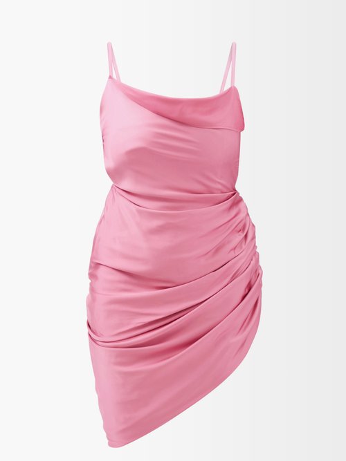 Jacquemus – Saudade Gathered Satin Mini Dress Pink