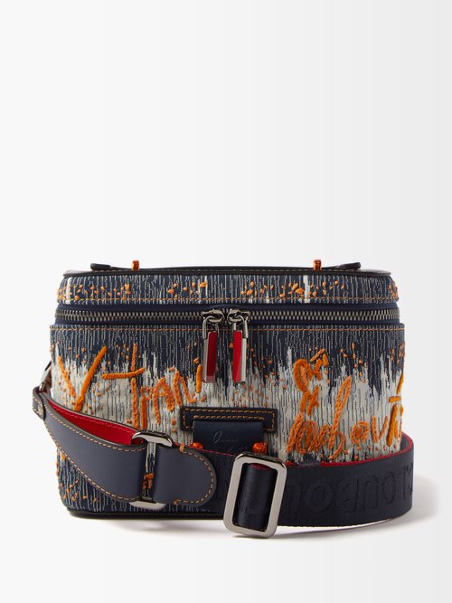 Christian Louboutin Ruisbuddy Jacquard & Leather Crossbody Bag