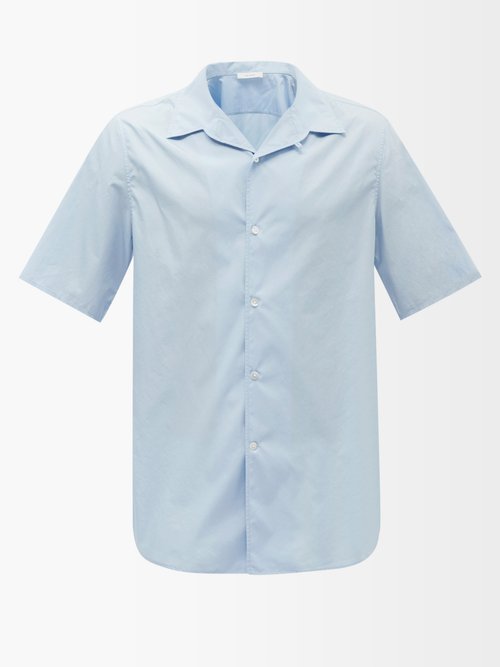 The Row - Giuseppe Cotton-poplin Short-sleeved Shirt - Mens - Light Blue
