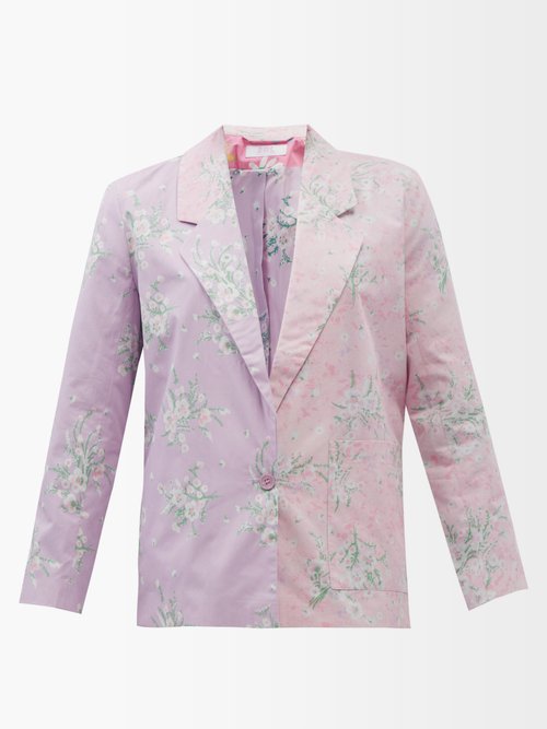 Buy Erl - Two-tone Floral-print Blazer Pink Multi online - shop best ERL clothing sales