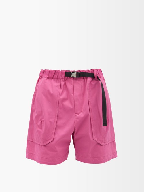 Sacai - Belted Cotton-canvas Cargo Shorts - Mens - Pink