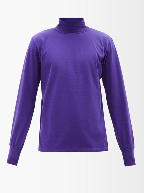 High-neck Cotton-jersey Long-sleeved Top