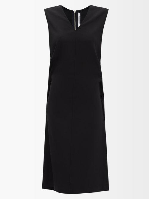 Buy Another Tomorrow - Side Slit Crepe Dress Black online - shop best Another Tomorrow clothing sales