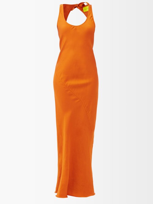 Marques'Almeida Cutout-back Linen-blend Satin Dress