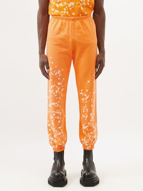 Liberal Youth Ministry Bleach Tapered Cotton-jersey Jogging Bottoms In Orange