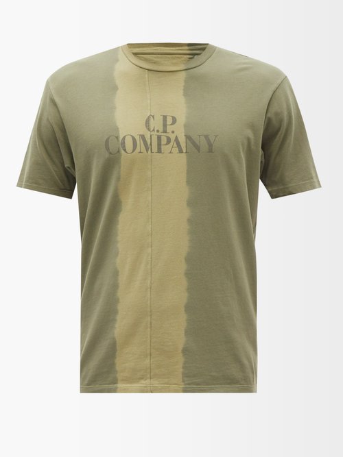 C.P. Company - Logo-print Tie-dyed Cotton-jersey T-shirt - Mens - Green