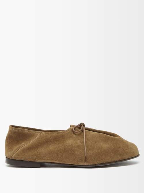 Jacques Soloviere Lace-up Suede Loafers In Brown