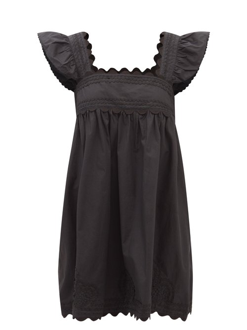 Juliet Dunn Square-neck Cotton-poplin Mini Dress