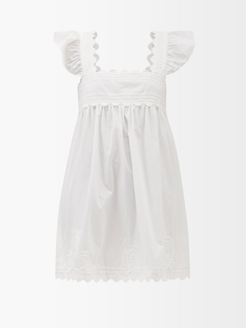 Juliet Dunn Rickrack-embellished Cotton-poplin Mini Dress